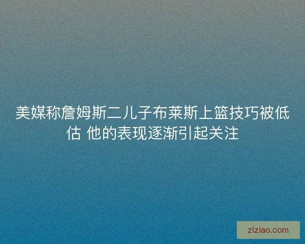 美媒称詹姆斯二儿子布莱斯上篮技巧被低估 他的表现逐渐引起关注